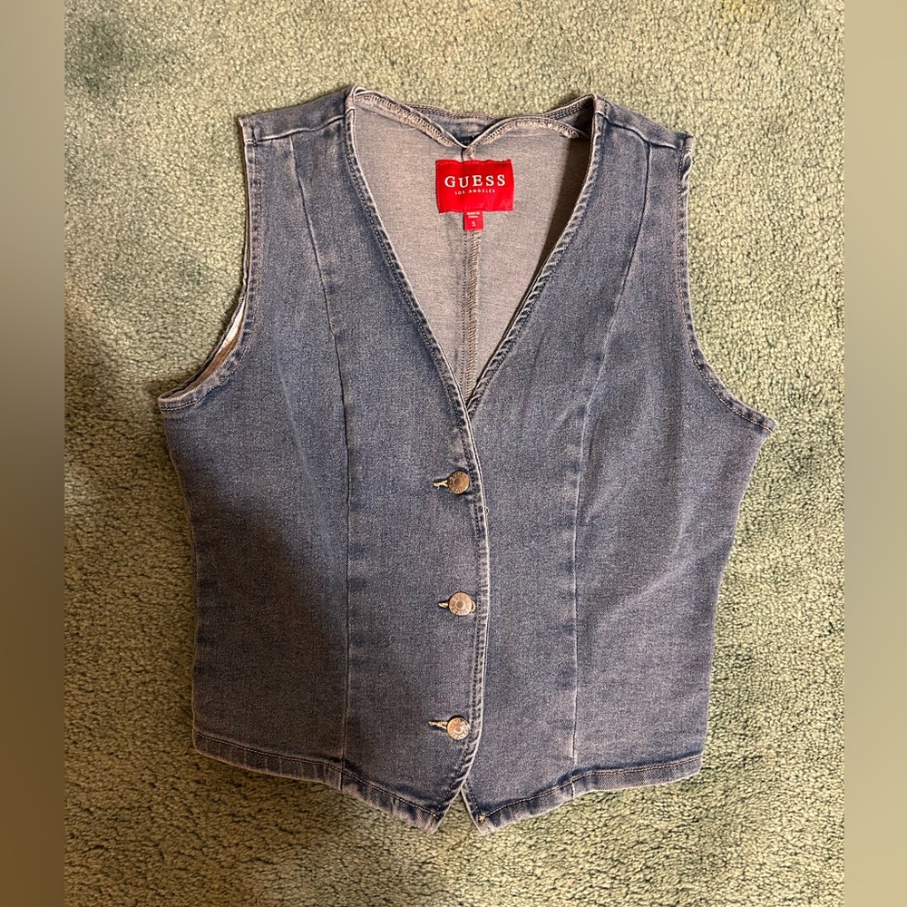 Guess Light Blue Denim Vest